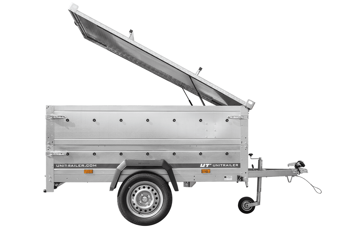 Remorque légère 200x125 UNITRAILER GARDEN 201 KIPP avec côtés BIS et couverture en aluminium
